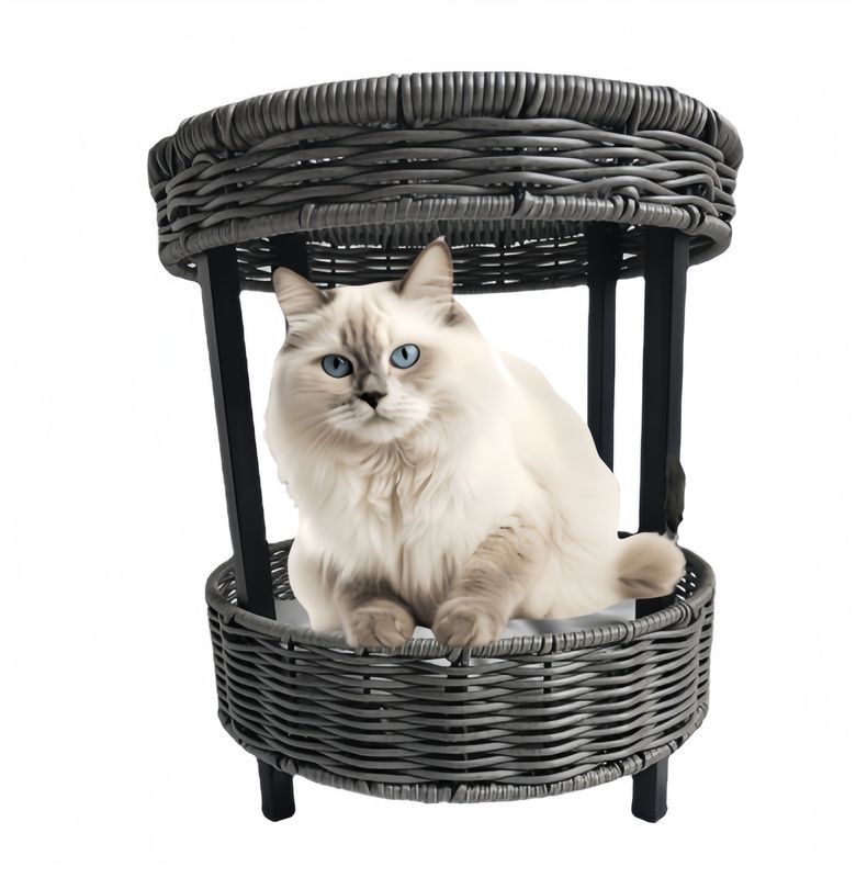 Artificial Hand Woven Rattan Cozy Pet Kitty House Waterproof Breathable Cat Bed Condo House