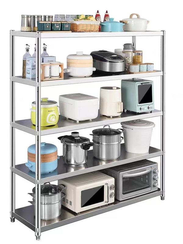CE BSCI Kitchen Floor 5 Tier Stainless Steel Storage Shelf Box High Capacity