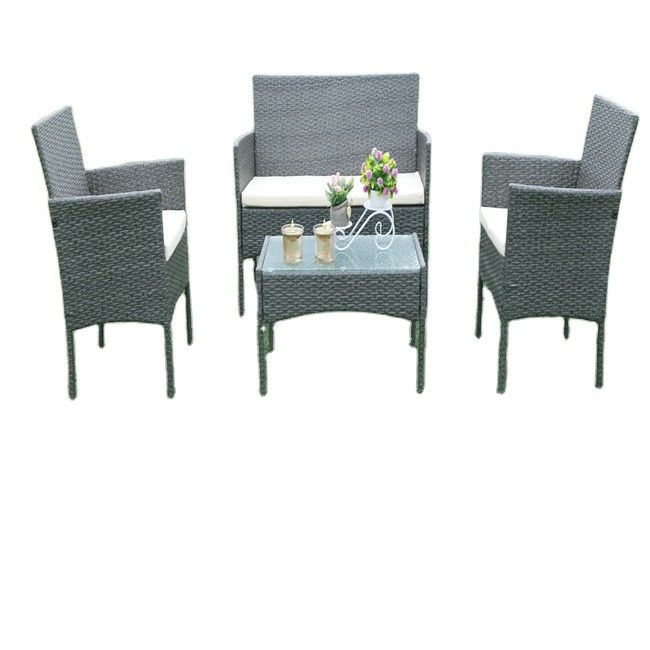 Garden Wicker Table And Chairs Plastic Wicker Sofa Set Rattan Patio Leisure Furniture