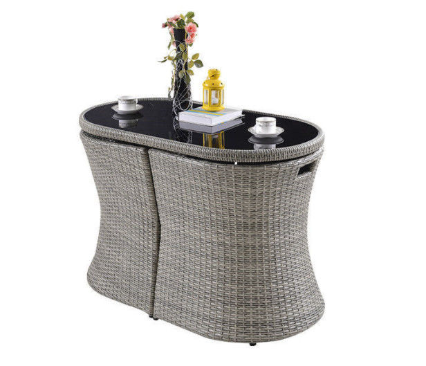 Indoor Outdoor Patio Rattan Bistro Dining Set Balcony Chair Leisure Space Saving
