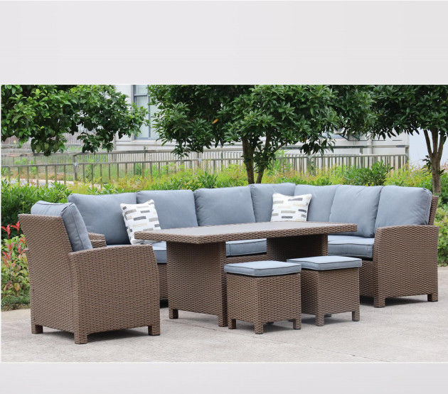 HW1014 Conversation Sectional Sofa Set Patio Furniture Sets Rattan Wicker