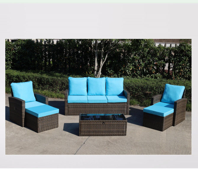 2 Seater Patio Rattan Sofa Set Wicker Sectional Sofa Storage Coffee Table
