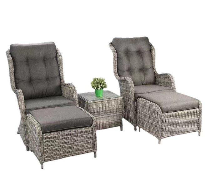 2 Seater Rattan Balcony Sofa 2 Chairs 2 Footrest 1 Table Pe Wicker Bistro Set