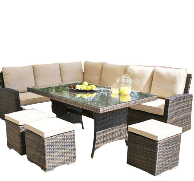 3 Seater Garden Rattan Sofa Modern Lift Table Backyard Sectional With Lift Table
