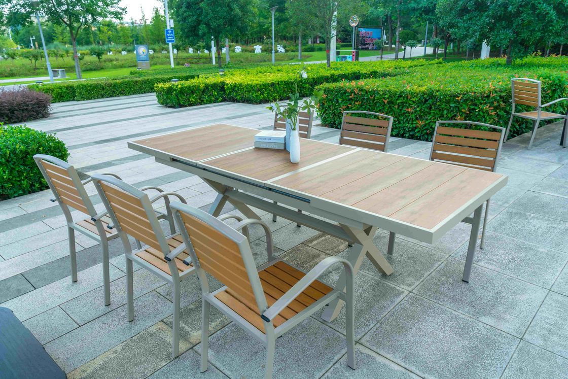7 Pieces New Design Cheap American Style Cafe Restaurant Plastic Wooden Dining Table And Chairs Ferniture Set